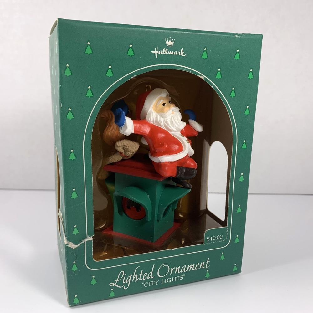 Hallmark 1984 Vintage "City Lights"‎ Keepsake Lighted Ornament Christmas Santa